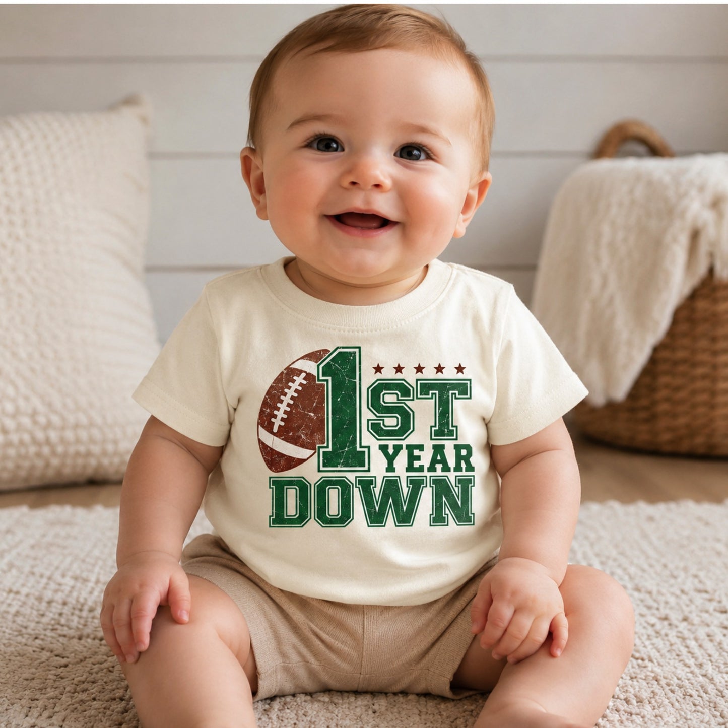 1st Year Down Football Birthday Tee