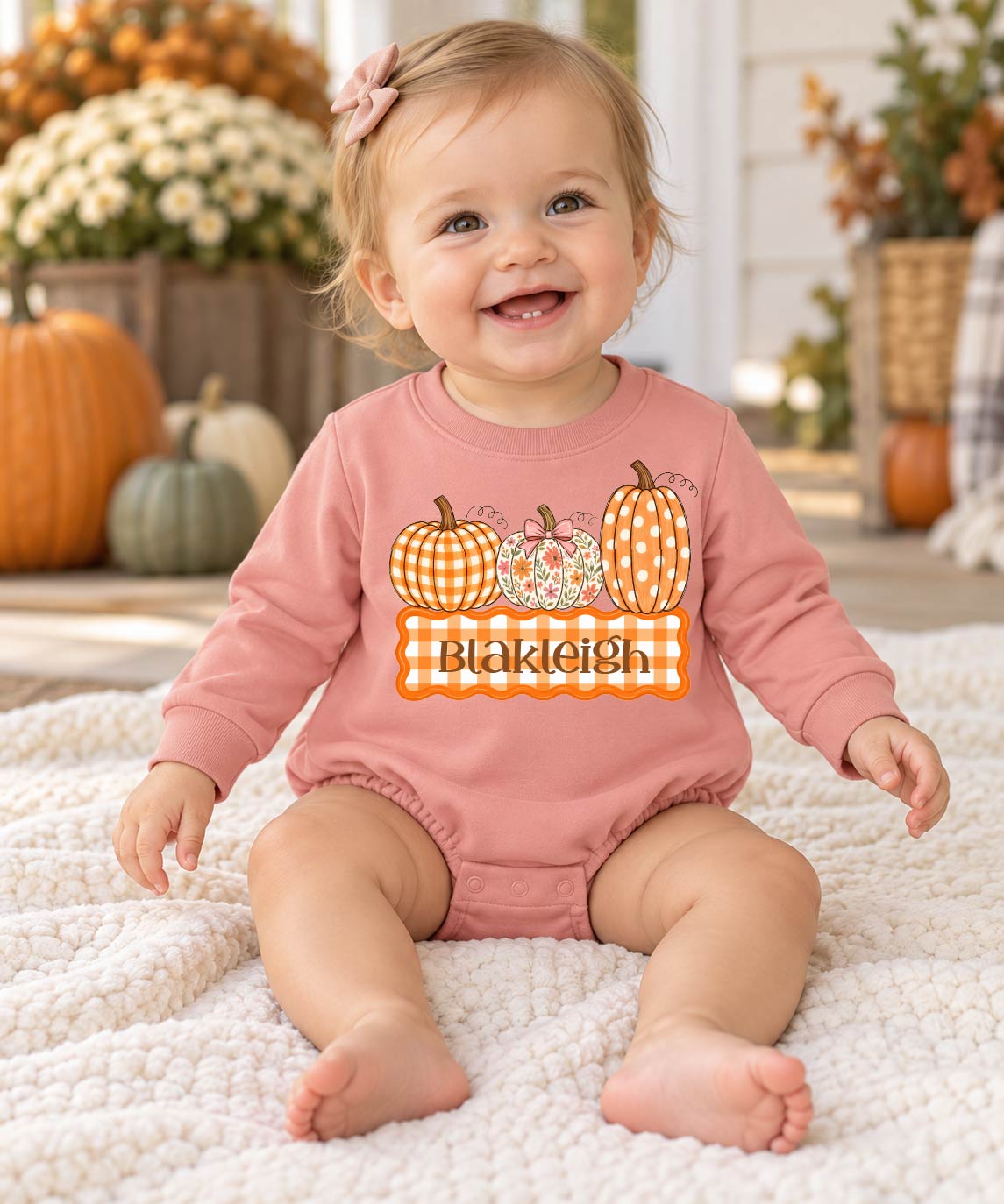 Personalized Pumpkin Trio Bubble Romper