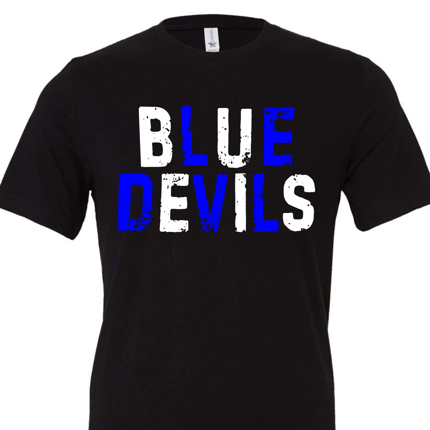 Blue Devils Blue and White Distressed Youth Tee