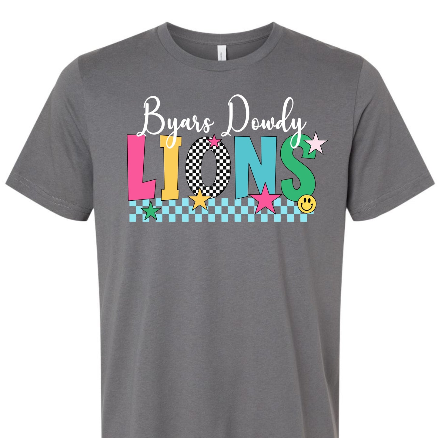 Byars Dowdy Lions Colorful Checkerboard Tee