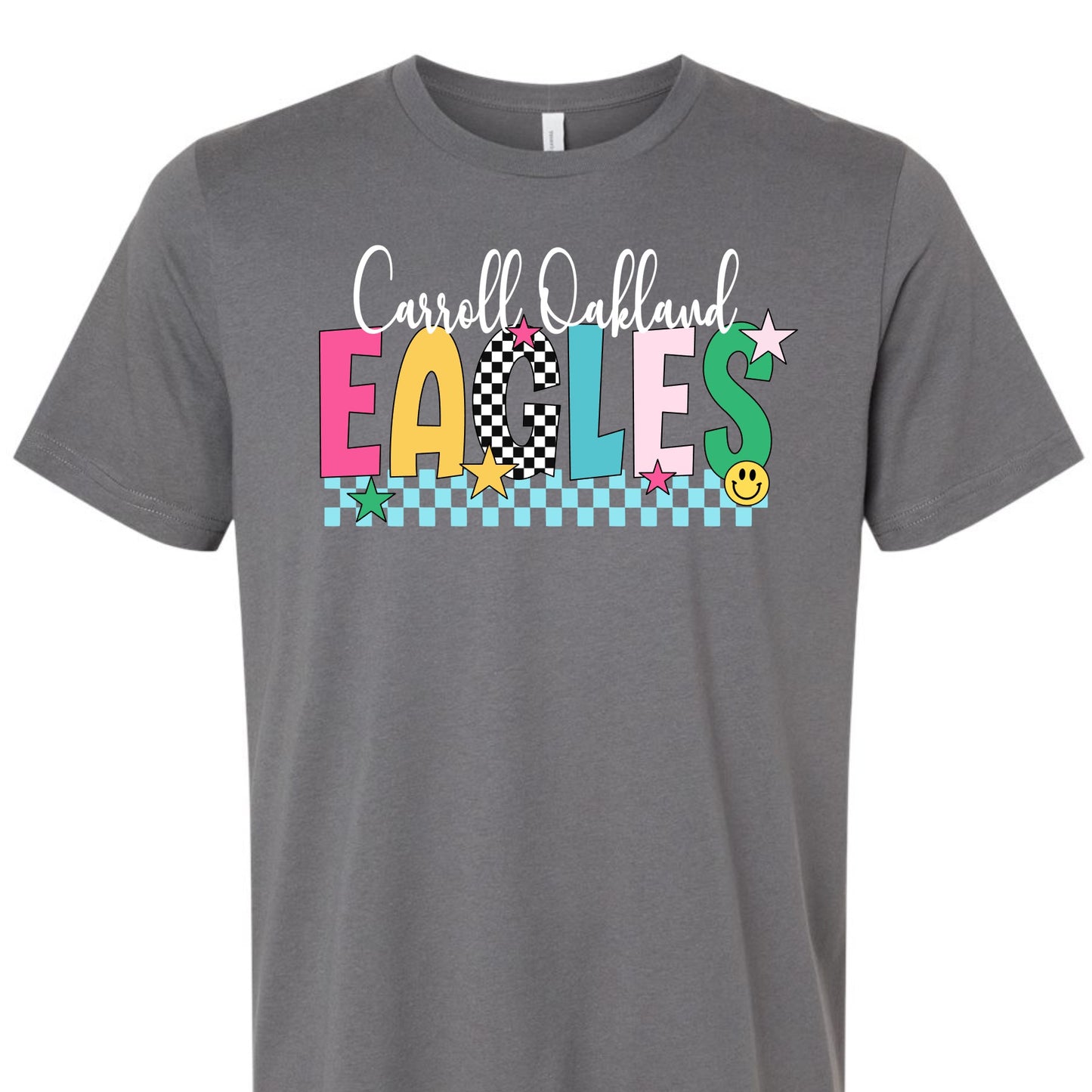 Carroll Oakland Eagles Colorful Checkerboard Tee