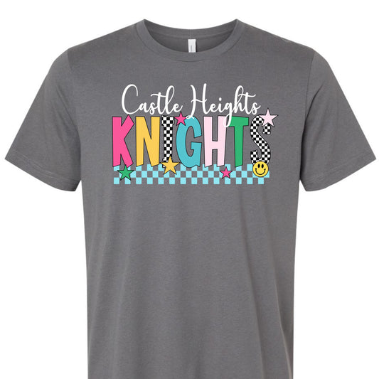 Castle Heights Knights Colorful Checkerboard Tee