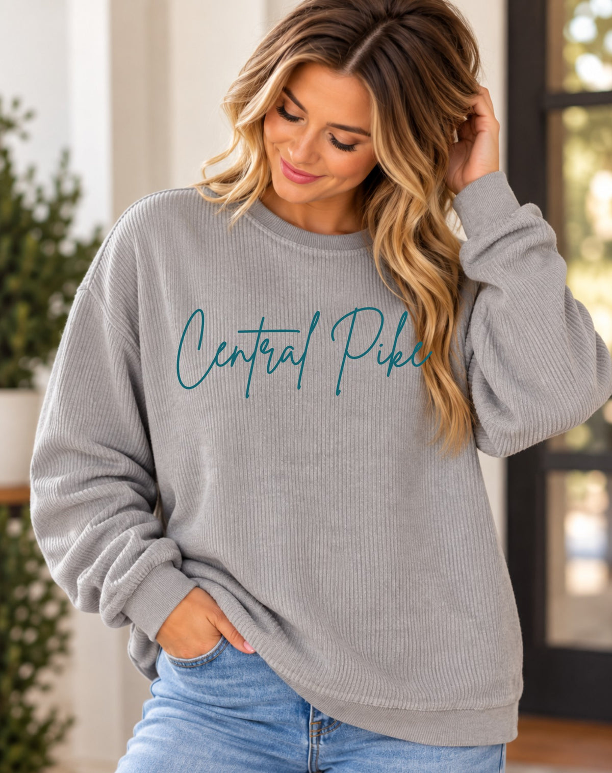 Central Pike Signature Corded Crewneck