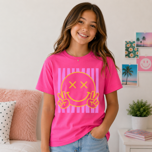 Peace Out Smiley Face Comfort Colors Tee