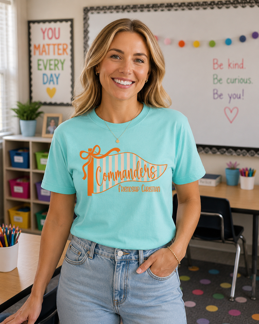 Commanders Striped Pennant Comfort Colors Tee