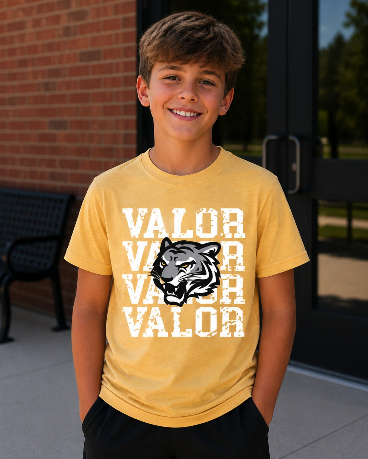 Distressed Valor House Mascot Tee
