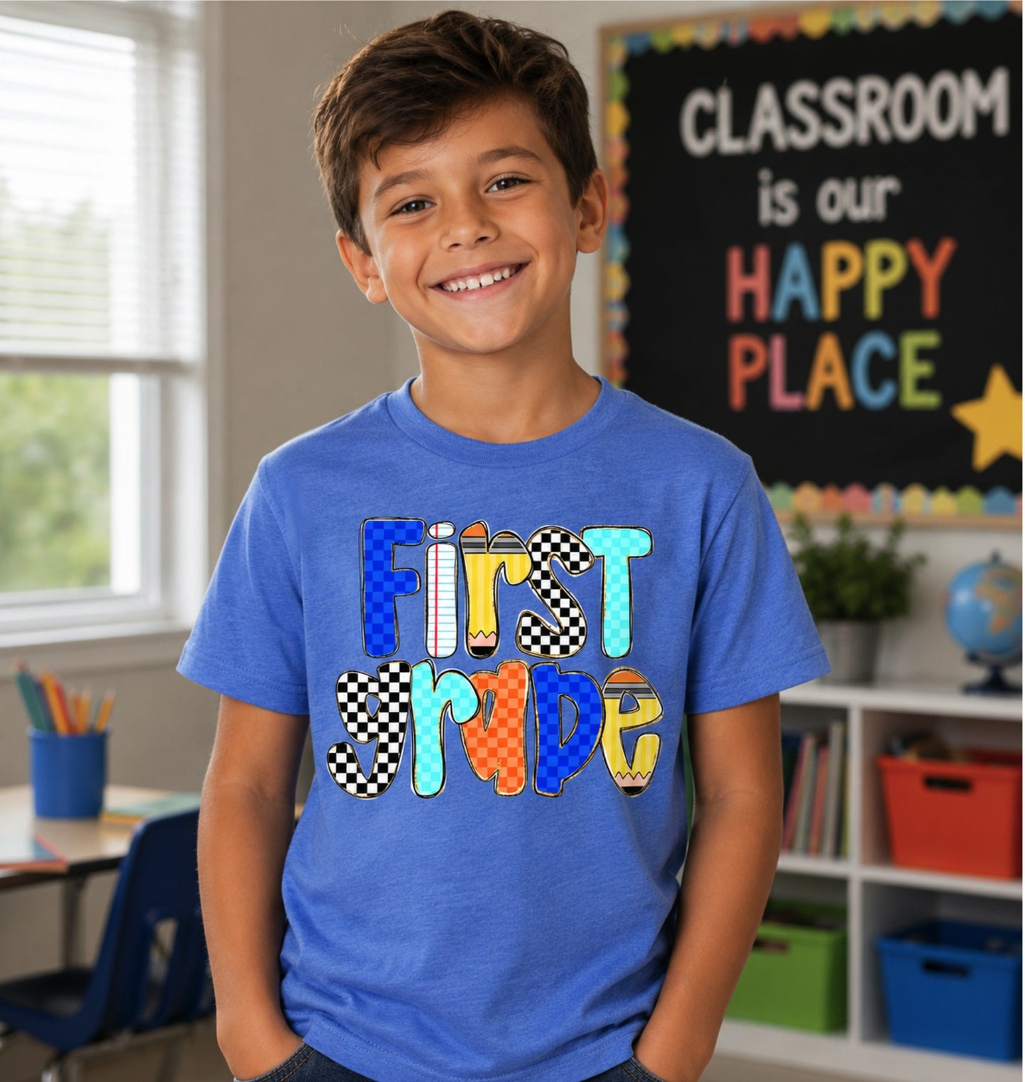 First Grade Pencil Patch Tee