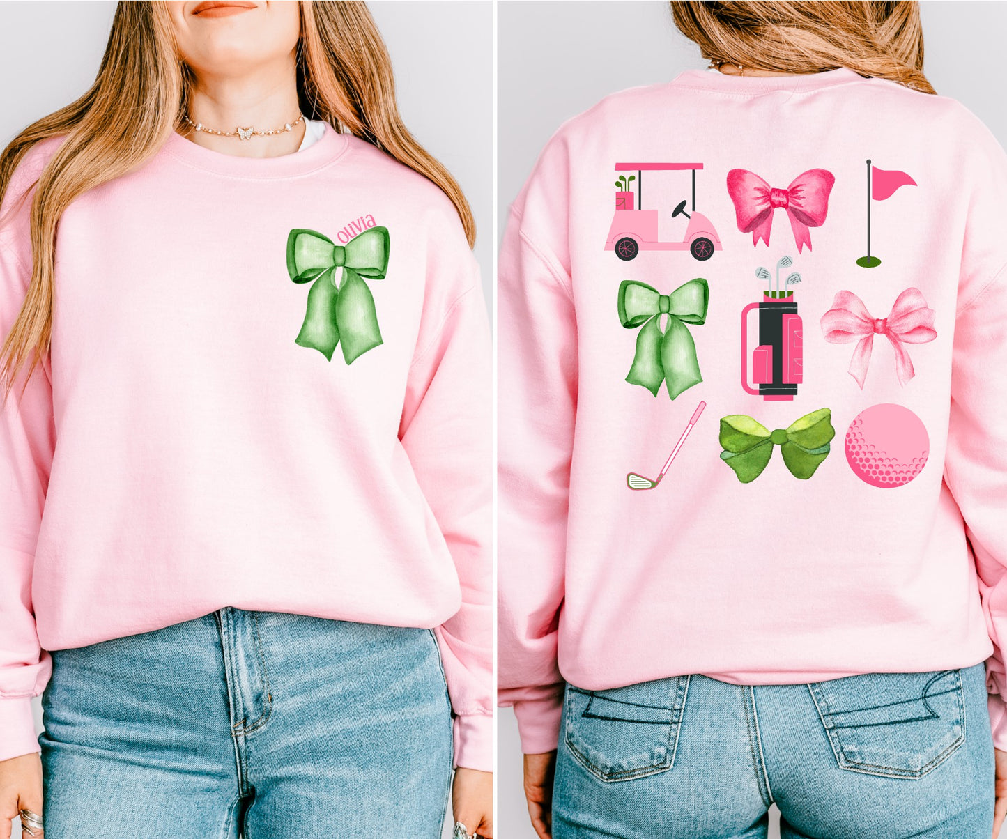 Girly Golf Personalized Bow Sweatshirt
