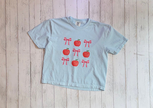Apples and Bows Adult Boxy Crop Top