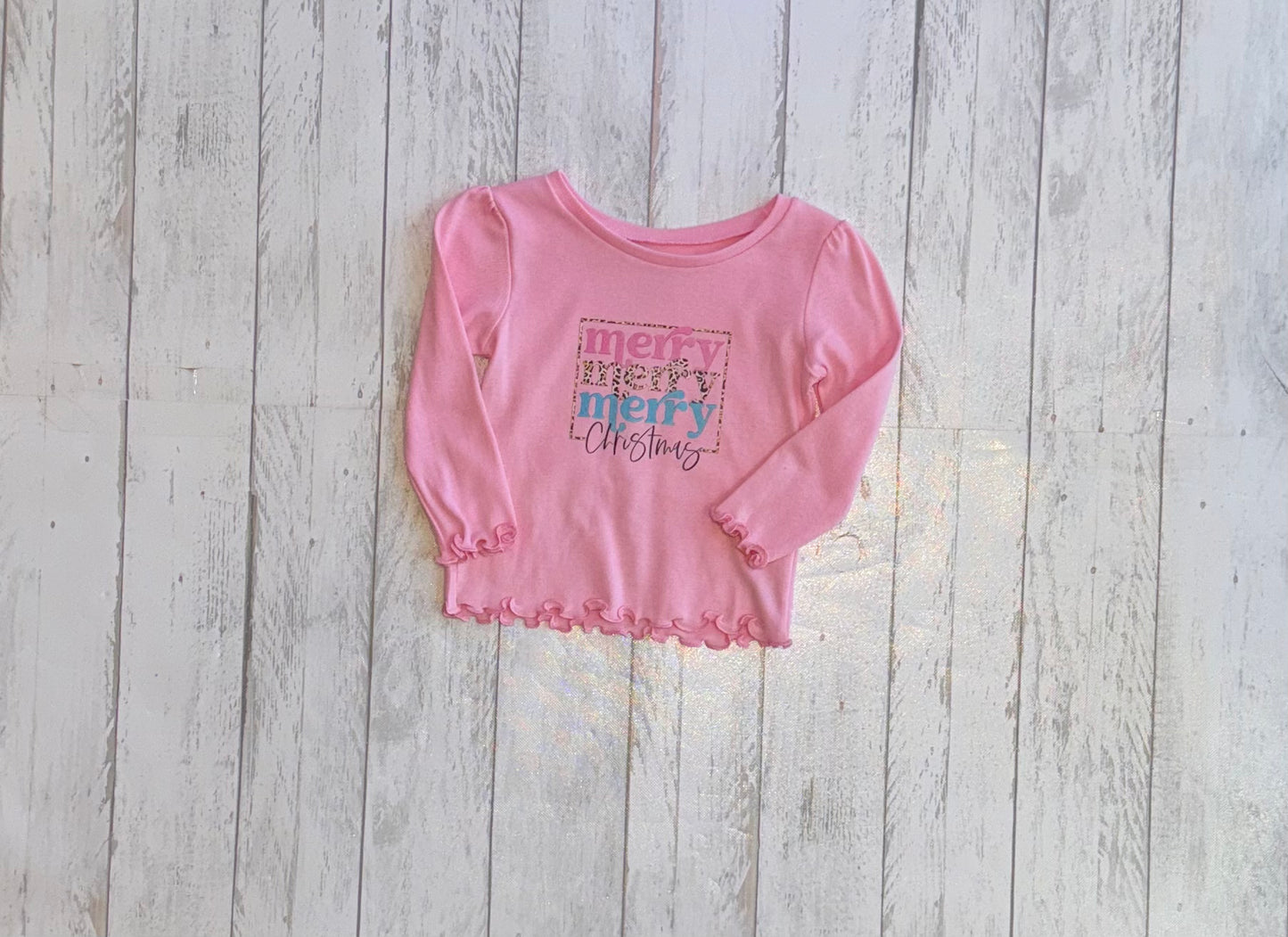 Merry Merry Merry Christmas Ruffle Shirt
