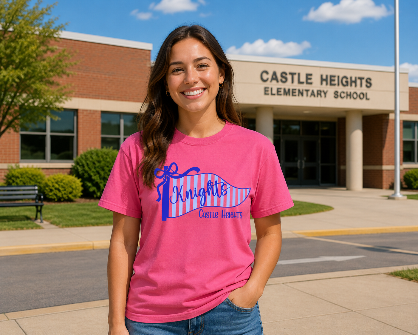 Knights Striped Pennant Comfort Colors Tee