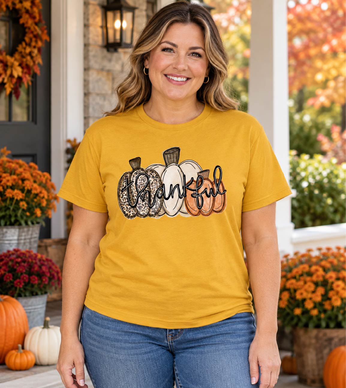 Leopard Pumpkin Thankful Tee