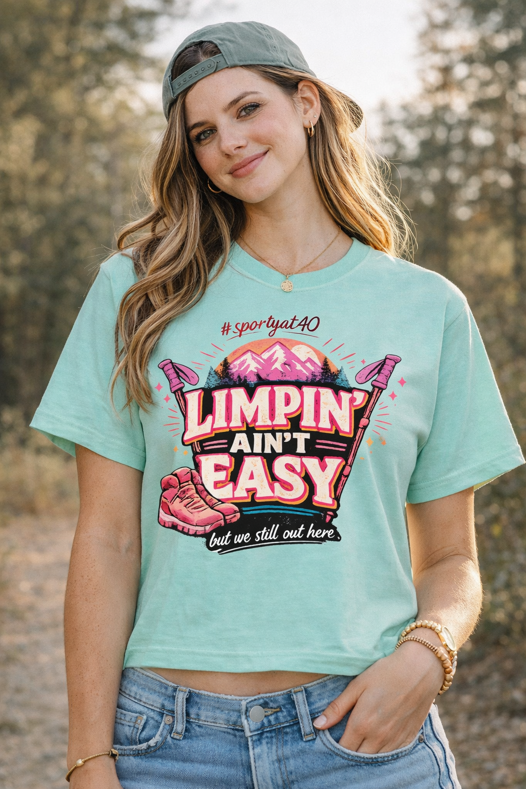 Limpin’ Ain’t Easy Hiking Tee – #SportyAt40 Funny Outdoor Shirt