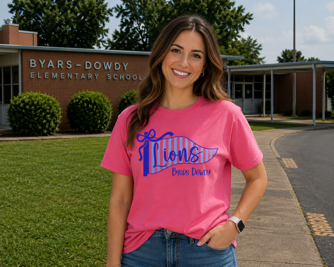 Lions Striped Pennant Comfort Colors Tee