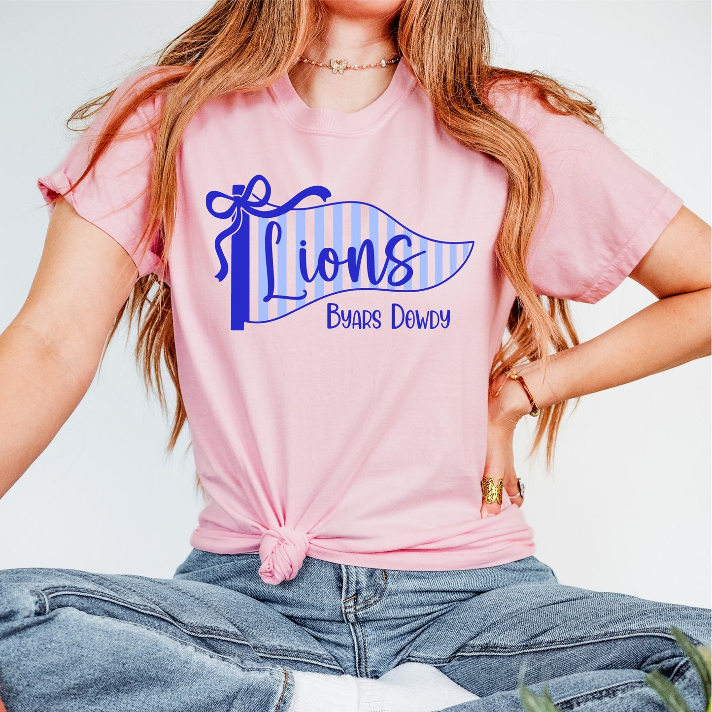 Lions Striped Pennant Comfort Colors Tee