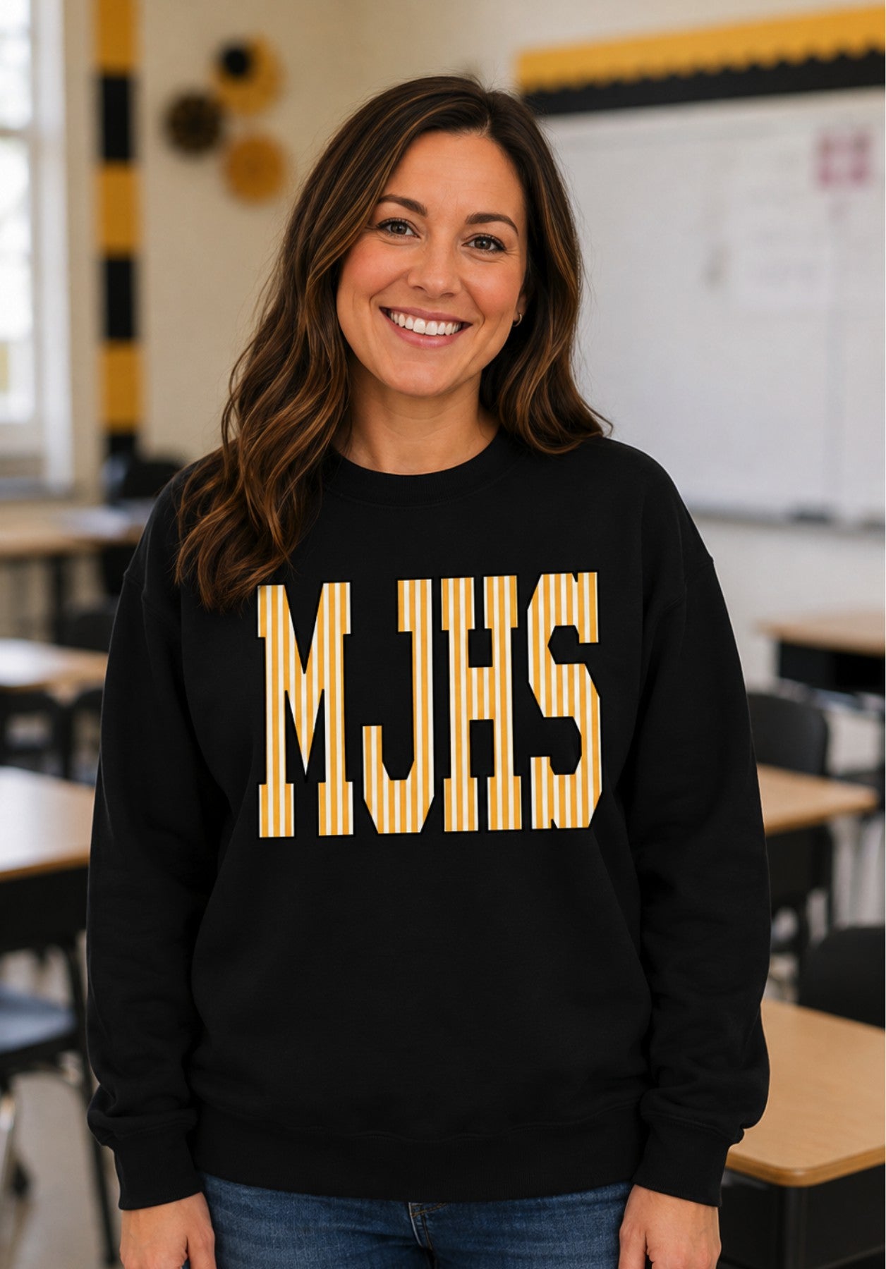 MJHS Seersucker Crewneck Sweatshirt - True Black