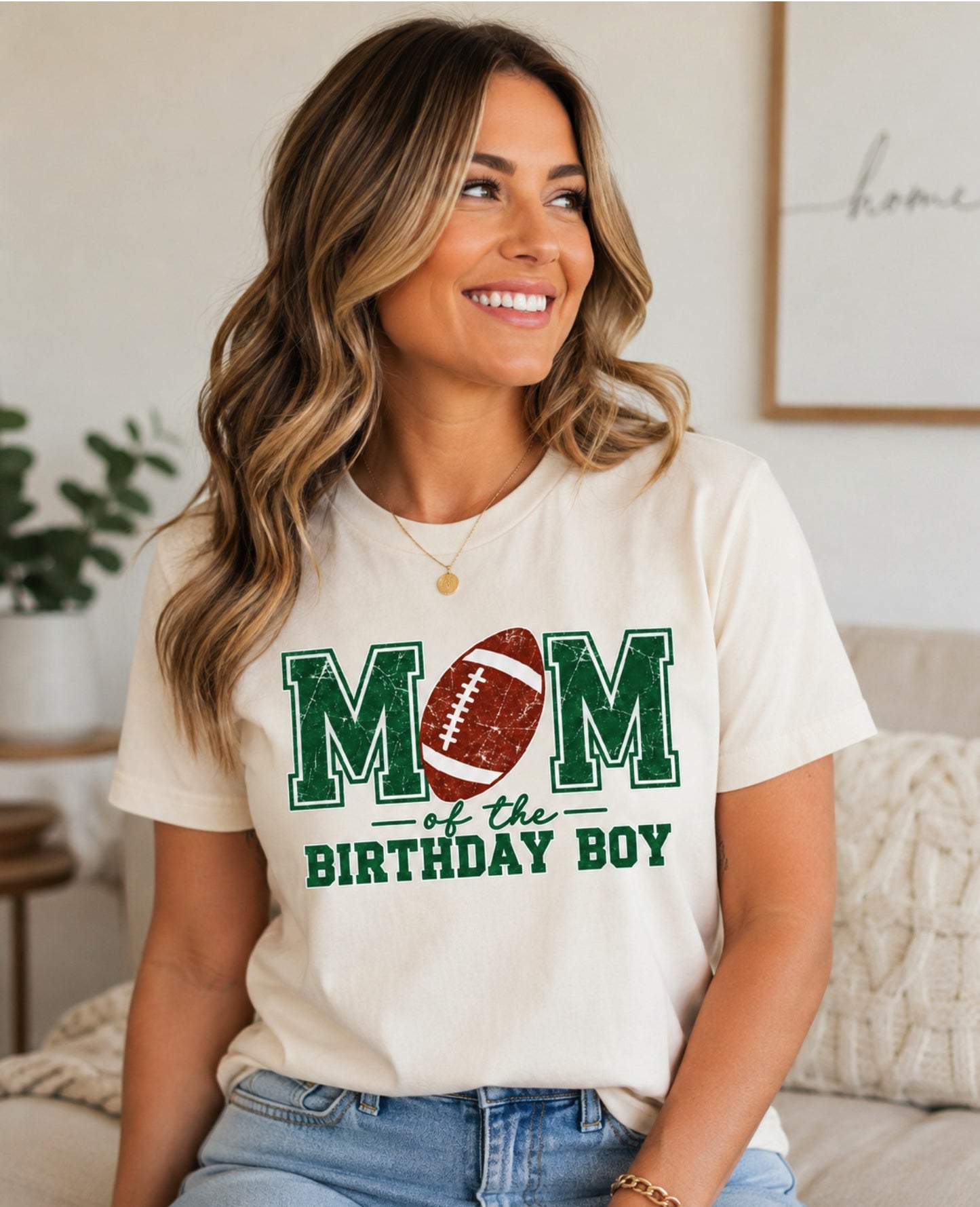 Mom of the Birthday Boy Football Tee