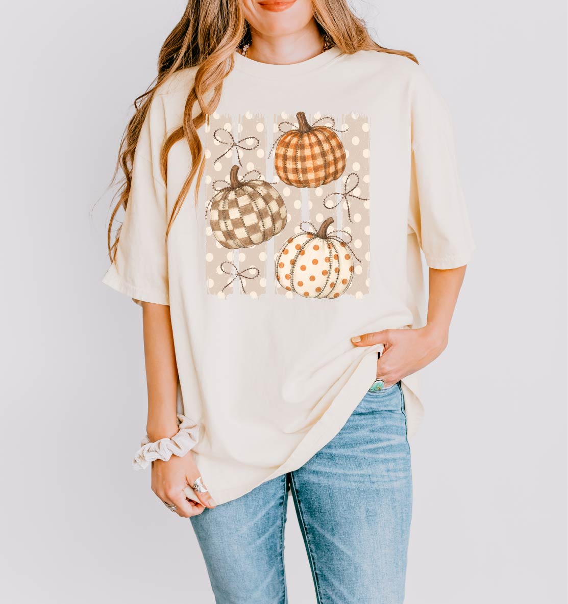 Neutral Patchwork Pumpkin Tee