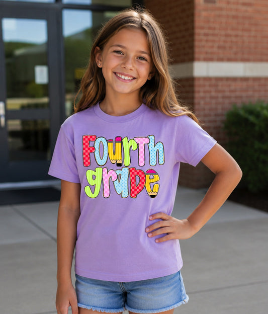Preppy Girl Fourth Grade Pencil Tee
