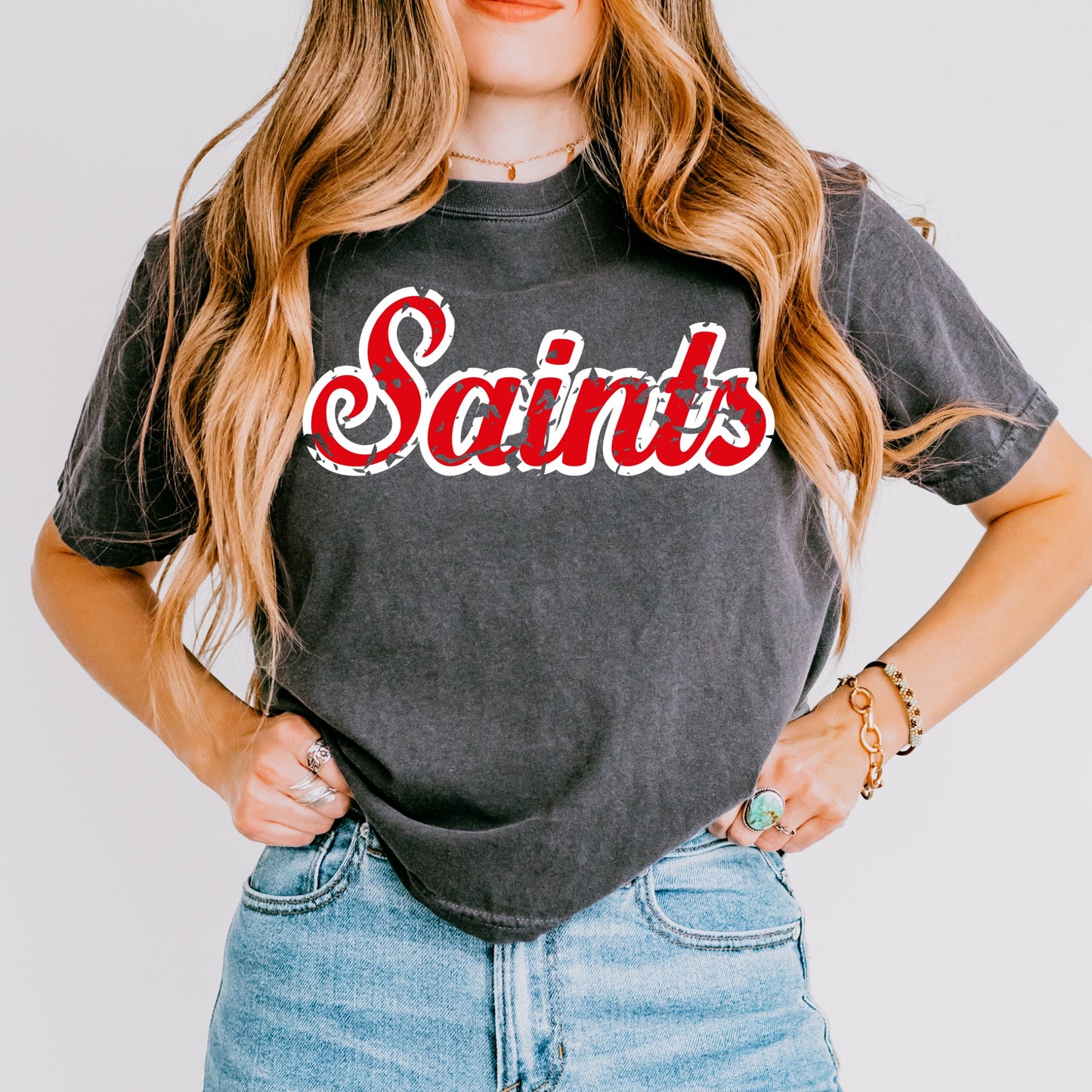 Saints Distressed Boxy Crop Tee