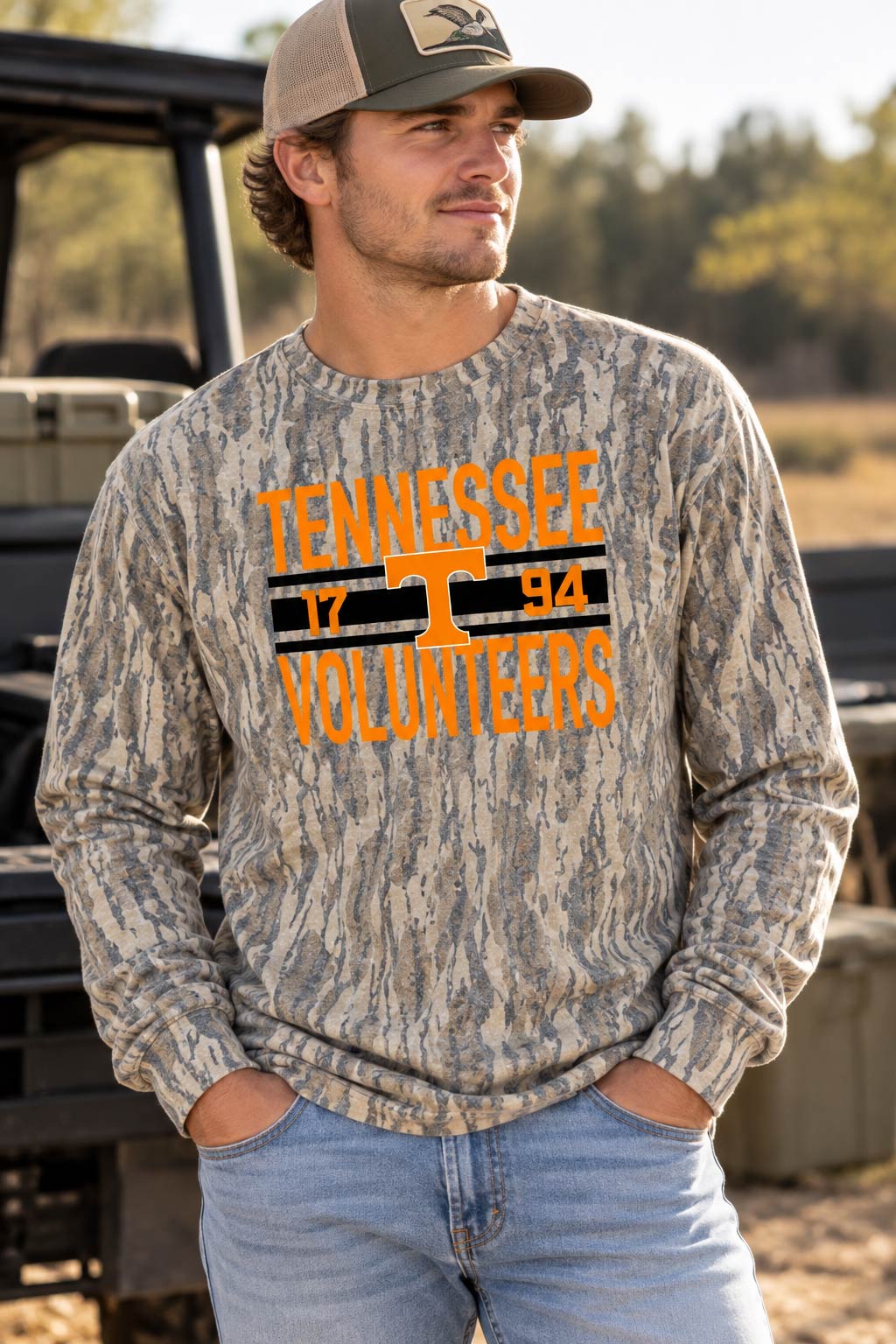 Tennessee Volunteers 1794 Mossy Oak Bottomland Camo Long Sleeve Tee-PRE ORDER