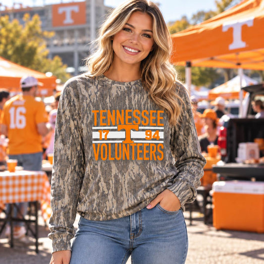 Tennessee Volunteers 1794 Mossy Oak Bottomland Camo Long Sleeve Tee-PRE ORDER