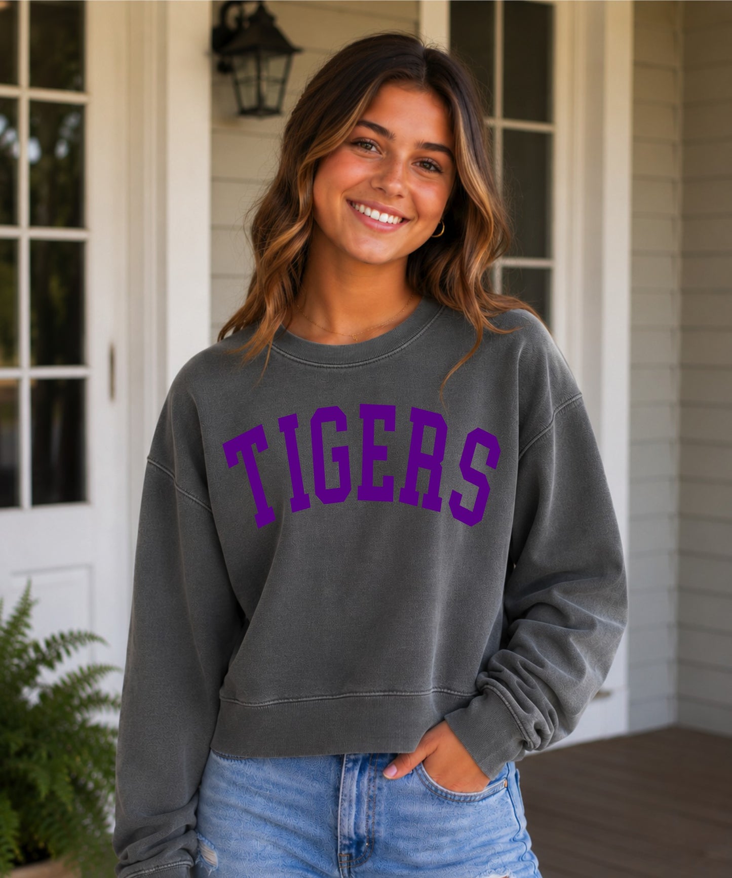 Tigers Hometown Crop Sweatshirt