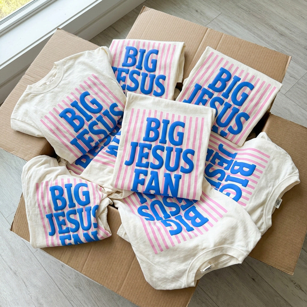 Big Jesus Fan Puff Print Comfort Colors Tee
