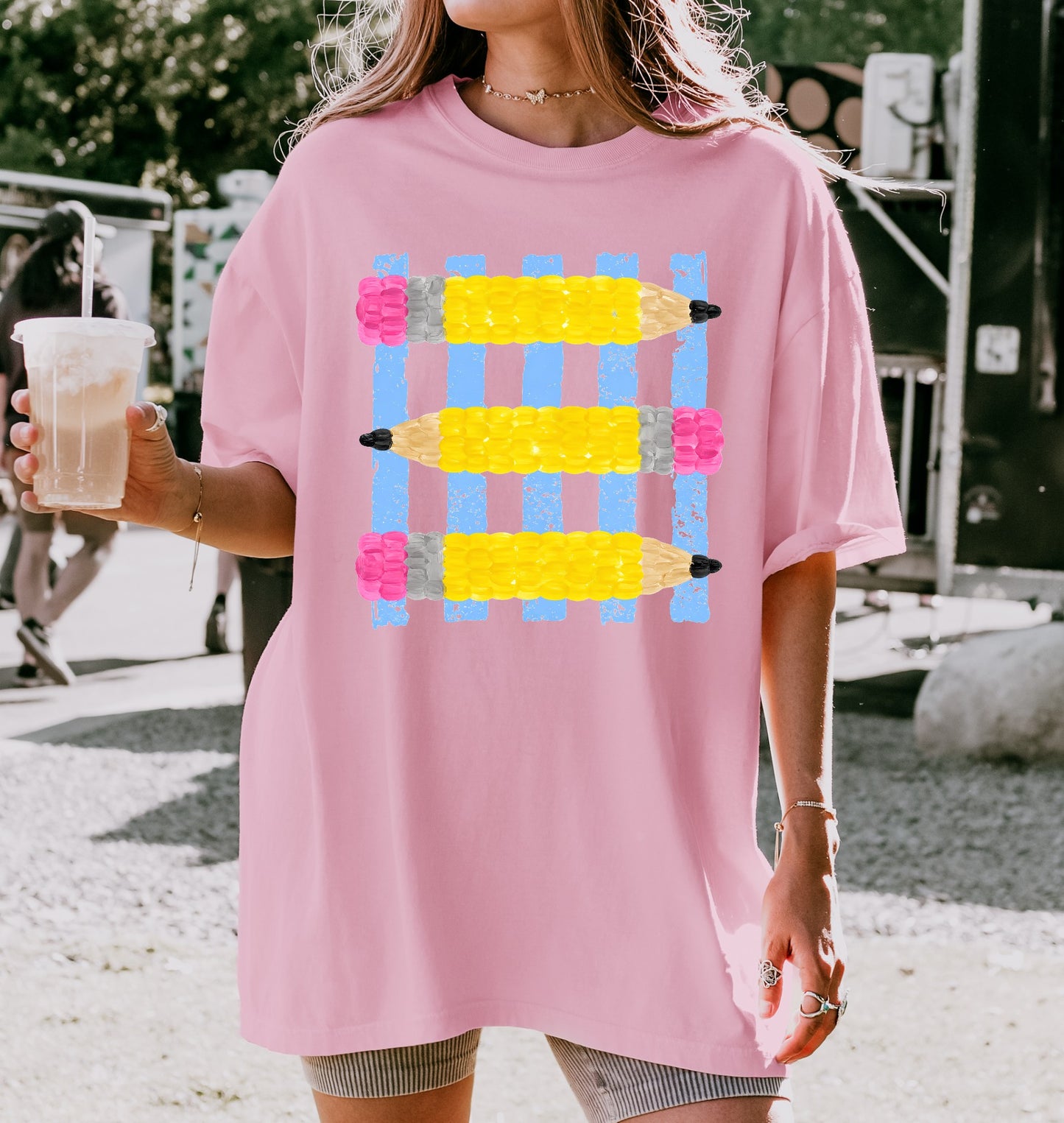 Pastel Pencil Teacher Graphic Tee | Pencil Parade Teacher Shirt