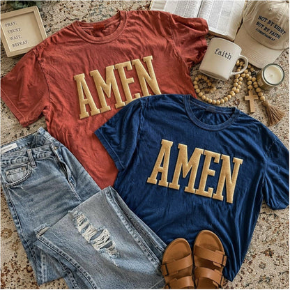 Amen Gold Metallic Puff Tee