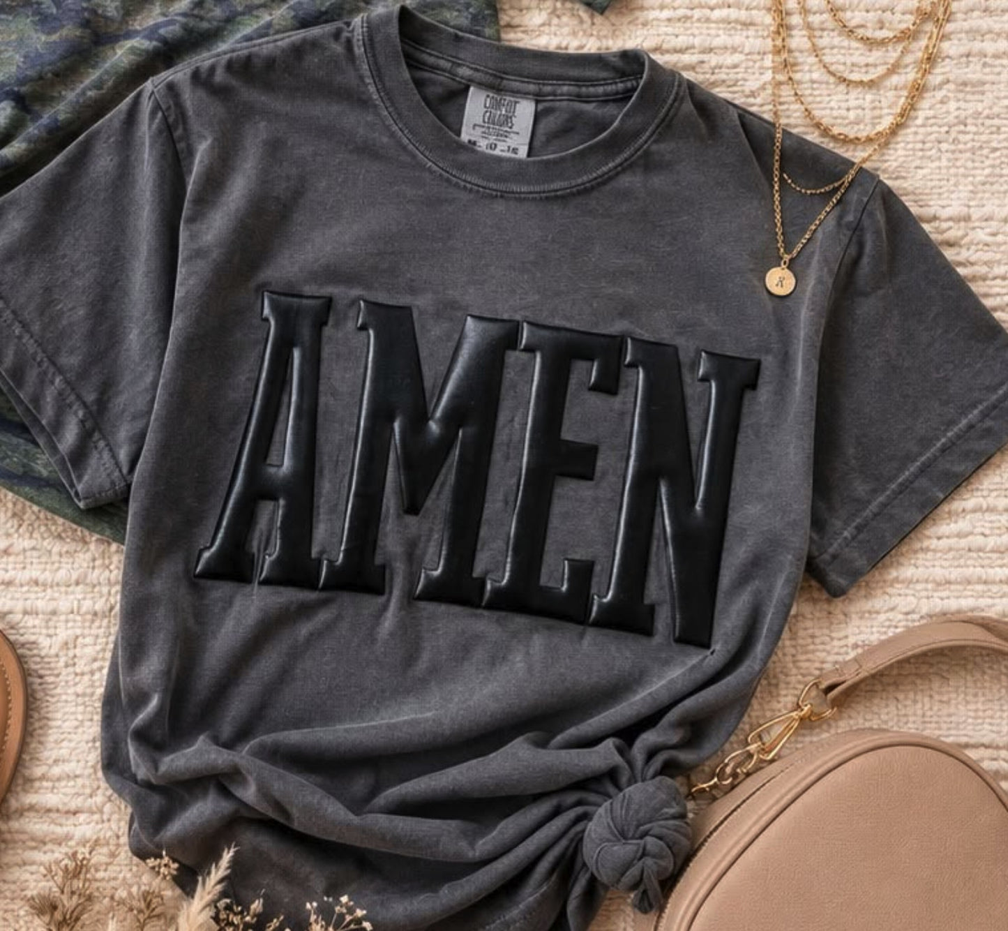 Amen Black Metallic Puff Tee