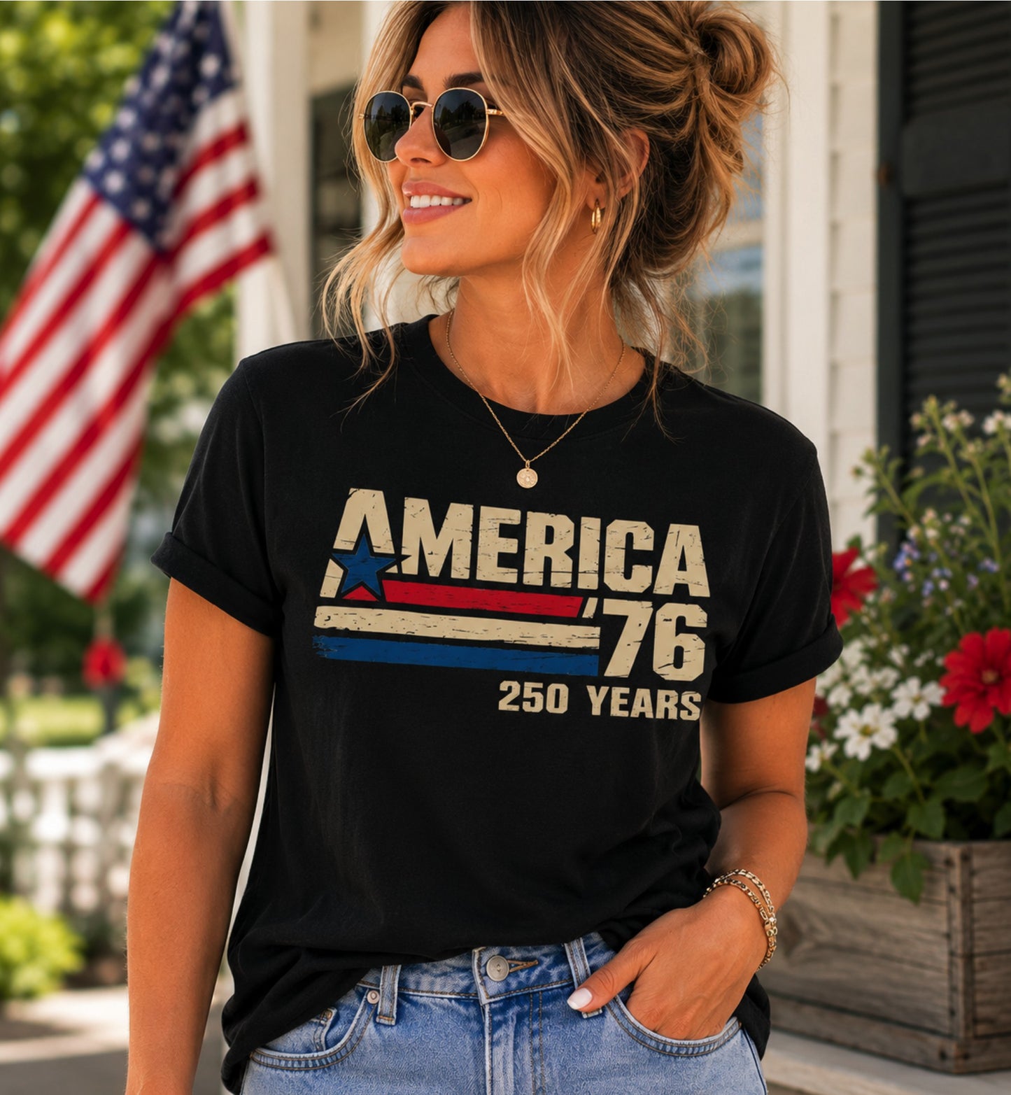America 250 Years Vintage Patriotic Tee