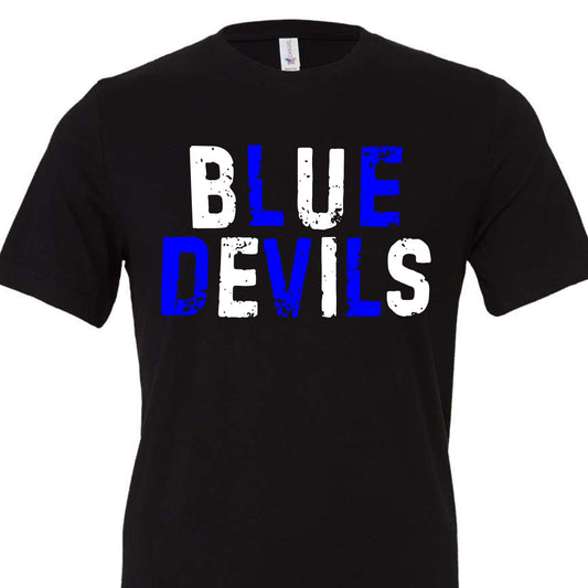 Blue Devils Blue and White Distressed Youth Tee