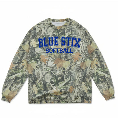 Blue Stix Softball Vintage Wood Camo Long Sleeve Tee