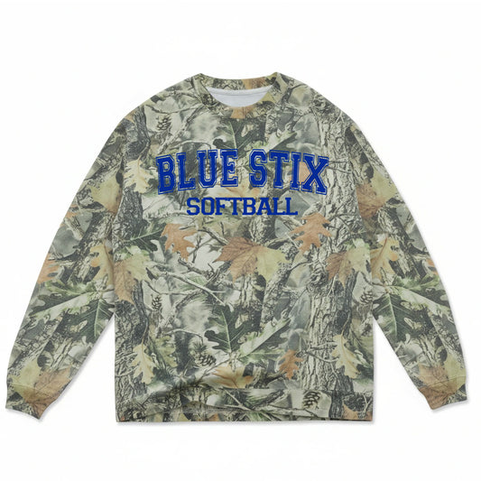 Blue Stix Softball Vintage Wood Camo Long Sleeve Tee