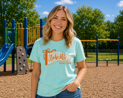 Bobcats Striped Pennant Comfort Colors Tee