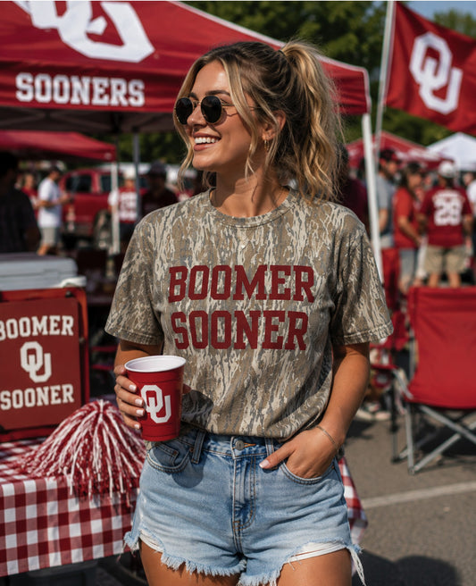 Boomer Sooner Mossy Oak Bottomland Camo Tee- PRE-ORDER