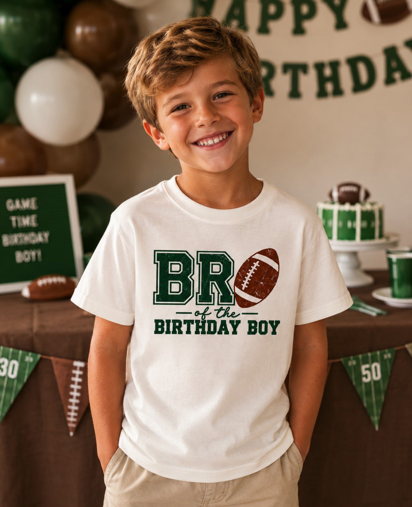 Bro of the Birthday Boy Football Tee