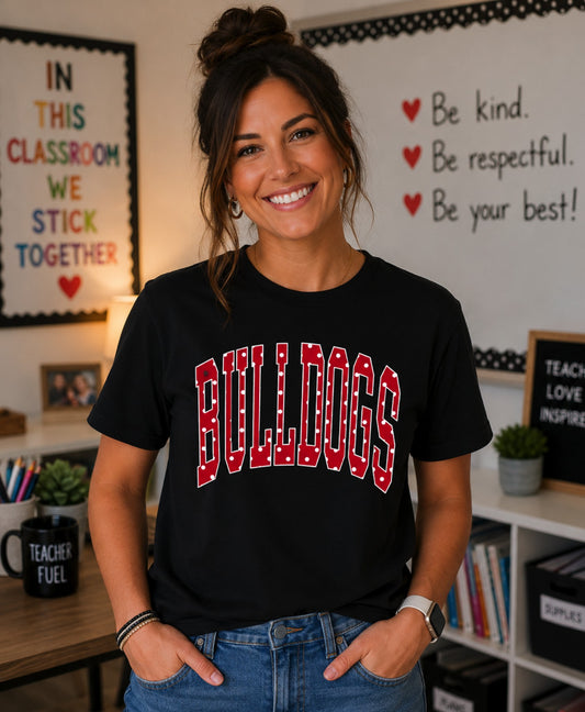 Bulldogs Polka Dot Varsity Tee