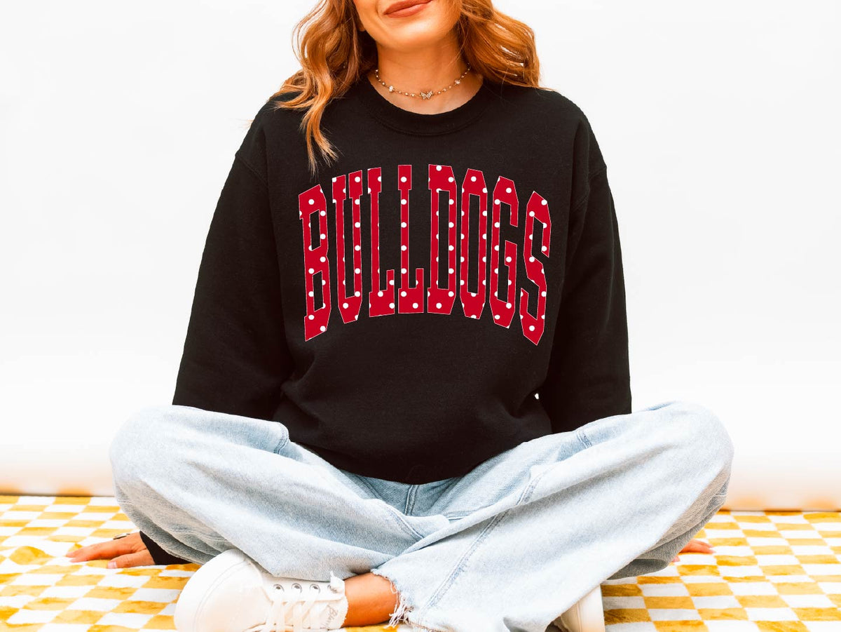 Bulldogs Polka Dot Varsity Crewneck