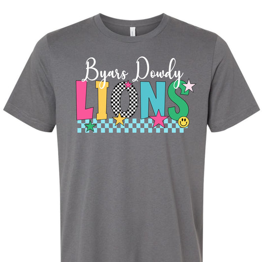Byars Dowdy Lions Colorful Checkerboard Tee