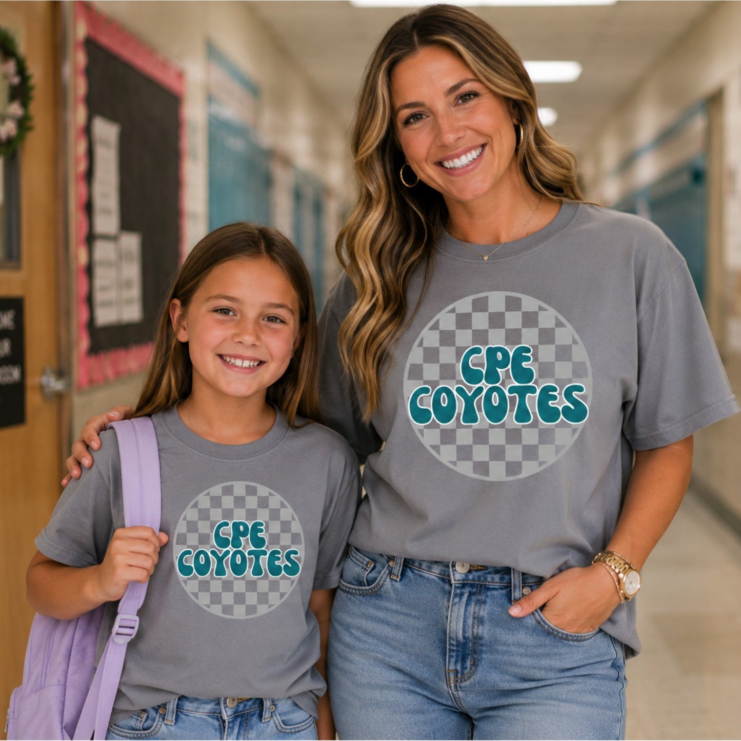 CPE Coyotes Retro Checkered Tee