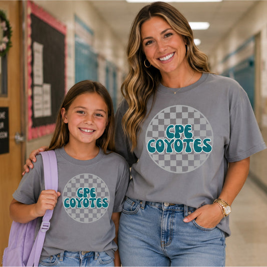 CPE Coyotes Retro Checkered Tee