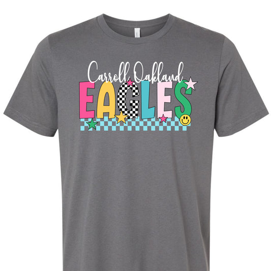 Carroll Oakland Eagles Colorful Checkerboard Tee