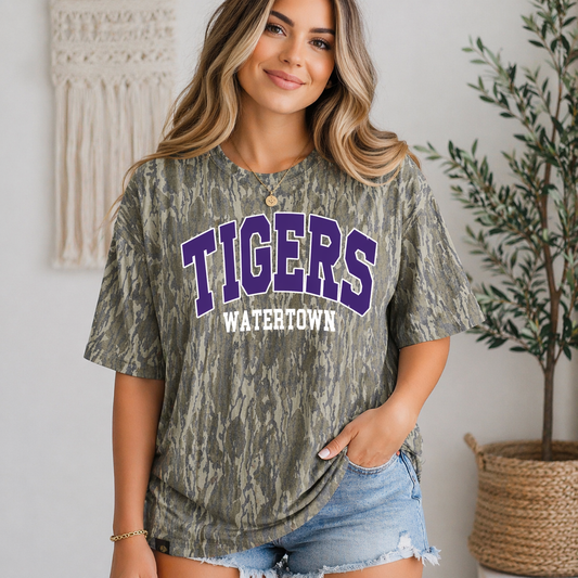 Watertown Tigers Camo Spirit Tee | Mossy Oak Bottomland Game Day Shirt