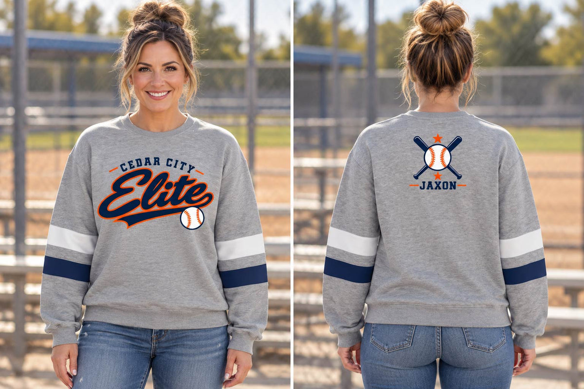 Cedar City Elite Baseball Personalized Varsity Crewneck
