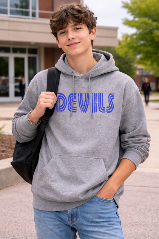 Blue Devils Retro Line Distressed Hoodie