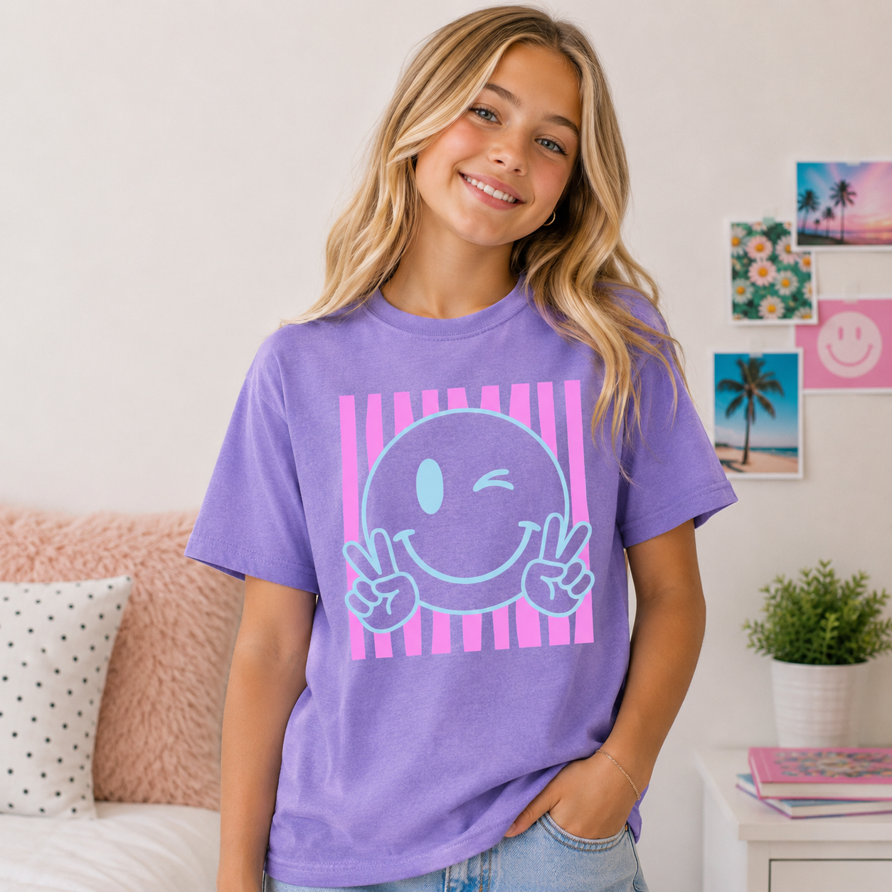 Peace Out Smiley Face Comfort Colors Tee
