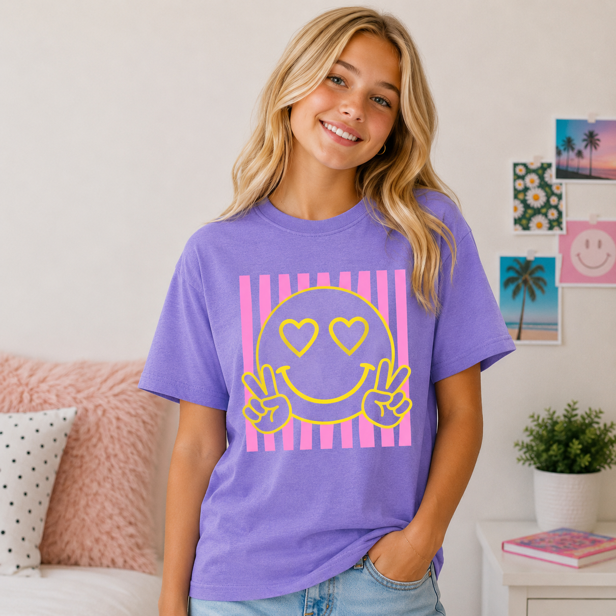 Peace Out Smiley Face Comfort Colors Tee
