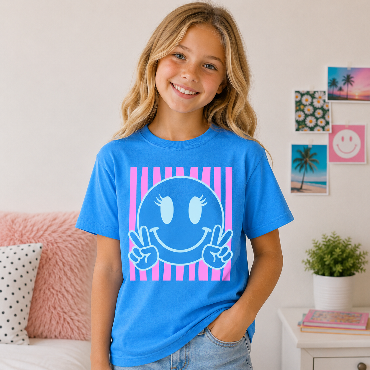 Peace Out Smiley Face Comfort Colors Tee